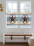 Vintage Western Star on Wood Grain Window Valance Curtains, Retro Wooden by IDOWMAT