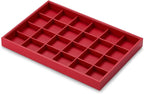 Oirlv Gorgeous Red Leather 24 Gird Jewelry Tray Stackable Jewelry Drawer - Image 7