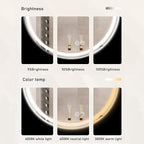 Bathroom Mirror with LED Lights, Wall Mounted Round Mirror, Mirror - Image 4