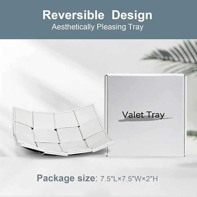 PU Leather Valet Tray for Men Women Key Holder Bowl for Entryway Table Bedside