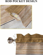 Retro Farm Wood Board Window Valance Curtains, 2 Panel - Image 6