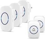 Wireless Doorbells, 1PlusOne White Waterproof Door Chime Kits Includes Push