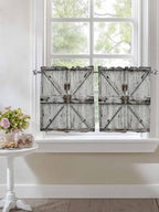 Vintage Gate Half Window Curtain 36 Inches Long, Farmhouse Wooden Grain Shabby - Image 7