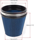MUGE RACING 6" 152 mm High Flow Inlet Air Filter, Air Intake Cone Filter - Image 6