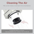 SNS 1/4" NPT Compressed Air Line Filter, 5 Micron Brass Element, Poly Bowl - Image 4