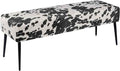 DUHOME Velvet Bench Ottoman, Upholstered Bedroom Benches Cow Print End of Bed