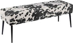 DUHOME Velvet Bench Ottoman, Upholstered Bedroom Benches Cow Print End of Bed