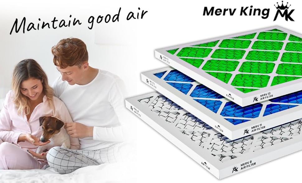 MervKing 20x25x2 Air Filter Actual Size: 19.7" x 24.7" x 1.75" MERV 13 MPR 1500-1900 | MADE IN USA | 4-Pack | Pleated HVAC AC Furnace Replacement - Field & Pure