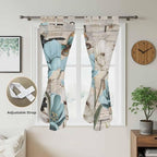 Teal Blue Tulips Living Room Curtains 84 Inch Length, Window Curtains Tab Top - Image 5