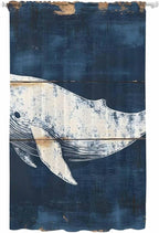 Sheer Curtains 96 Inches Long, Ocean Whale Blue Semi Sheer Curtains Light by Unknown