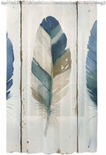 Sheer Curtains 84 Inches Long, Boho Blue Feathers Semi Sheer Curtains Light by Unknown