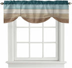 Teal Brown Tie Up Valance Curtains by Unknown