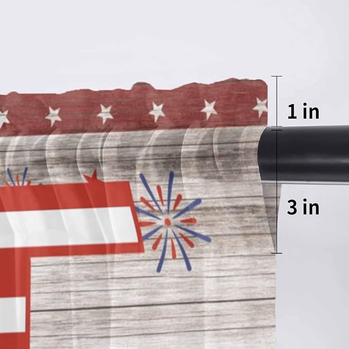 4th of July Sheer Valances for Windows 42"x18", Light Filtering Kitchen - Image 7
