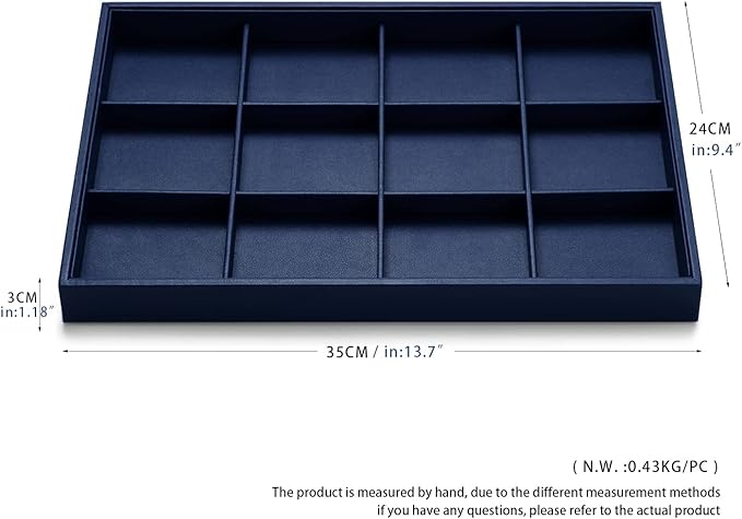 Oirlv Stackable Premium Leather Jewelry Trays 12 Grid Jewelry Drawer Organizer - Image 9