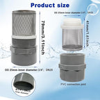 3/4" Stainless Steel Filter Cover Connected to 3/4" DN20 Grey PVC Water Pipe - Image 4