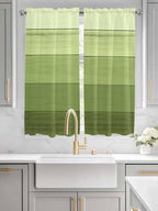 Gradient Green Wooden Board Window Valance Curtains, Retro Country Wood Grain - Image 3