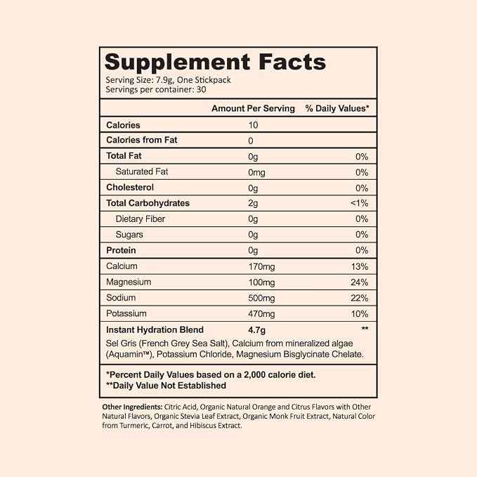 Instant Hydration Electrolytes Powder Packets