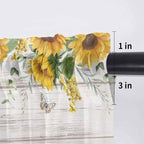 Farmhouses Sunflowers Sheer Valance Curtains, Retro Floral Leaves Red Truck - Image 7