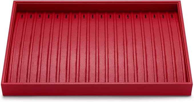 Oirlv Gorgeous Red Leather Jewelry Tray Necklace Bracelet Long Chain Storage