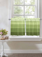 Gradient Green Wooden Board Window Valance Curtains, Retro Country Wood Grain - Image 5