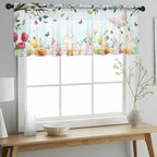 Easter Sheer Valances for Windows 42"x12", Light Filtering Kitchen Curtains - Image 2