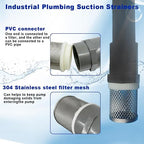 1/2" inch stainless steel filter cover connected to 1/2" grey pvc filter DN15 - Image 2