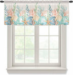 Summer Beach Sheer Valance Curtains, Ocean Colorful Coral Shell Seaweed by Houseown