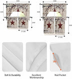 Village Stars Swag Kitchen Curtains Valance and Tier Set, Vintage Dark Red Star - Image 6