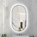 Oval LED Illuminated Bathroom Mirror, Wall-mounted Vanity Makeup Mirror by Unknown