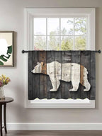 Sheer Curtains 45 Inch Length, Vintage White Brown Bear Semi Sheer Curtains - Image 2