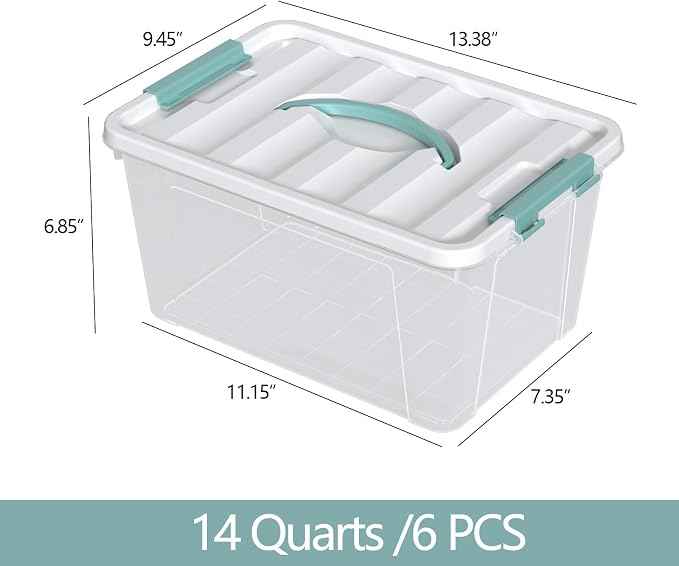 Zopnny 14 Quart Plastic Lidded Storage Bin