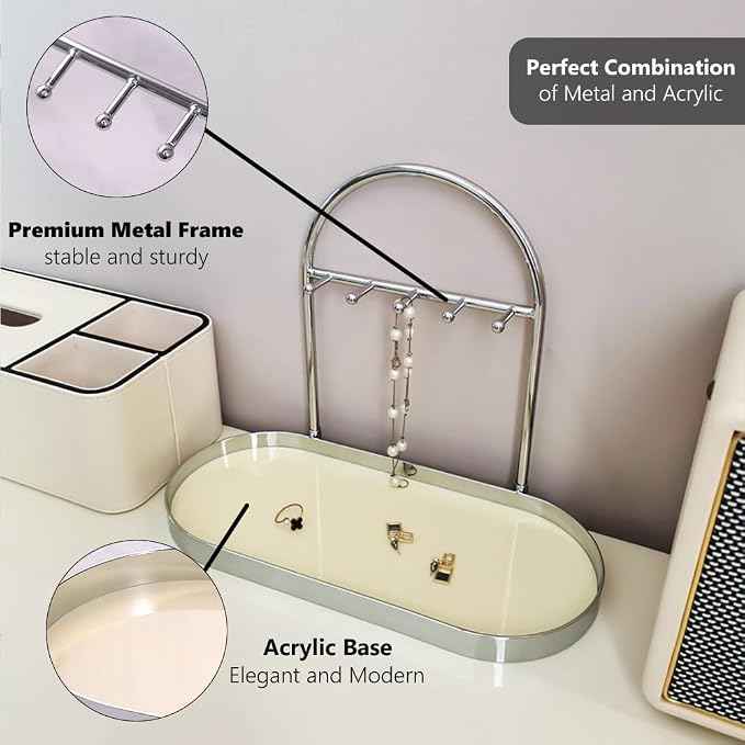 Shinpuru Metal Jewelry Organizer Stand & Key Holder Tray