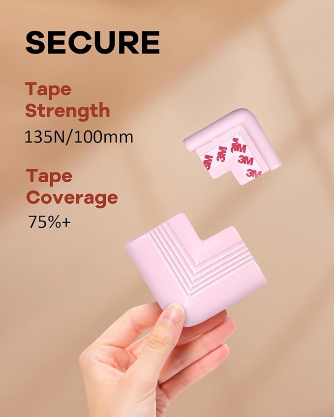 Baby Proofing Corner Guards 16 Pack Pink, Extra Thick Foam Edge Protectors - Image 9