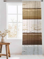 Sheer Curtains 84 Inches Long, Wood Grain Brown Semi Sheer Curtains Light - Image 3