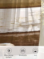 Sheer Curtains 108 Inches Long, Wood Grain Brown Semi Sheer Curtains Light - Image 6