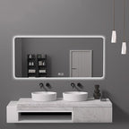 Bathroom Mirror with LED Lights, Lighted Bathroom Makeup Wall Mounted Mirror by YUGXTH