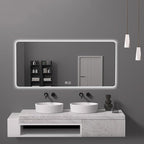 Bathroom Mirror with LED Lights, Lighted Bathroom Makeup Wall Mounted Mirror by YUGXTH