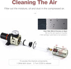 SNS Compressed Air Filter Regulator Piggyback Combo 3/8''NPT- Poly Bowl - Image 4