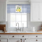 Lemon Sheer Valance Curtains, Summer Fruit Floral Wood Grain Blue Plaid Light - Image 2
