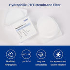100 Pieces/Pack PTFE Disc Membrane Filters Hydrophilic 47mm Diameter 0.22µm - Image 3