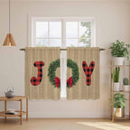 Red Green Christmas Kitchen Curtains 45 Inch Long 2 Panel Set, Rod Pocket - Image 3