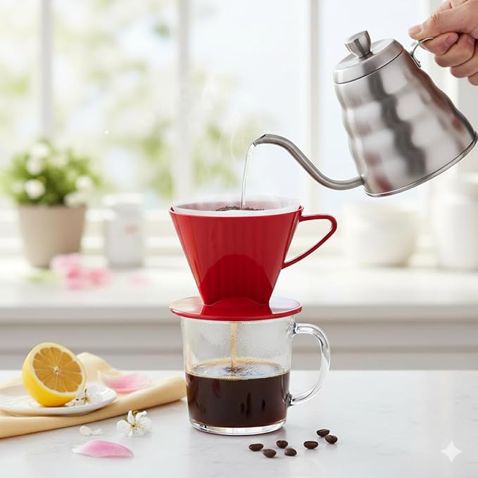 Fino Pour-Over Coffee Brewing Filter Cone, Number 2-Size, Brews 2 to 6-Cups - Image 2