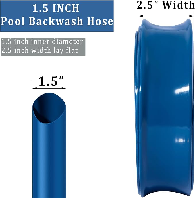 Pool Backwash Hose 1 1/2 inch × 50 ft Thicken Blue Water Discharge Pipe Lay - Image 2