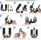 hygger Sponge Filter, Aquarium Filter Double Sponge Replaceable Media - Image 5