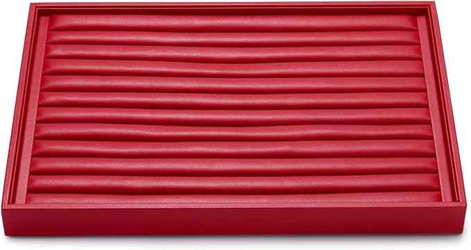 Oirlv Gorgeous Red Leather Ring Organizer Tray Jewelry Display Tray Stackable