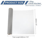 uxcell 70 Mesh 118" x 12" Woven Wire Mesh, 304 Stainless Steel Air Vent Filter - Image 2