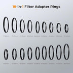 K&F CONCEPT 18 Pieces Filter Ring Adapter Set, Camera Lens Filter Metal - Image 2