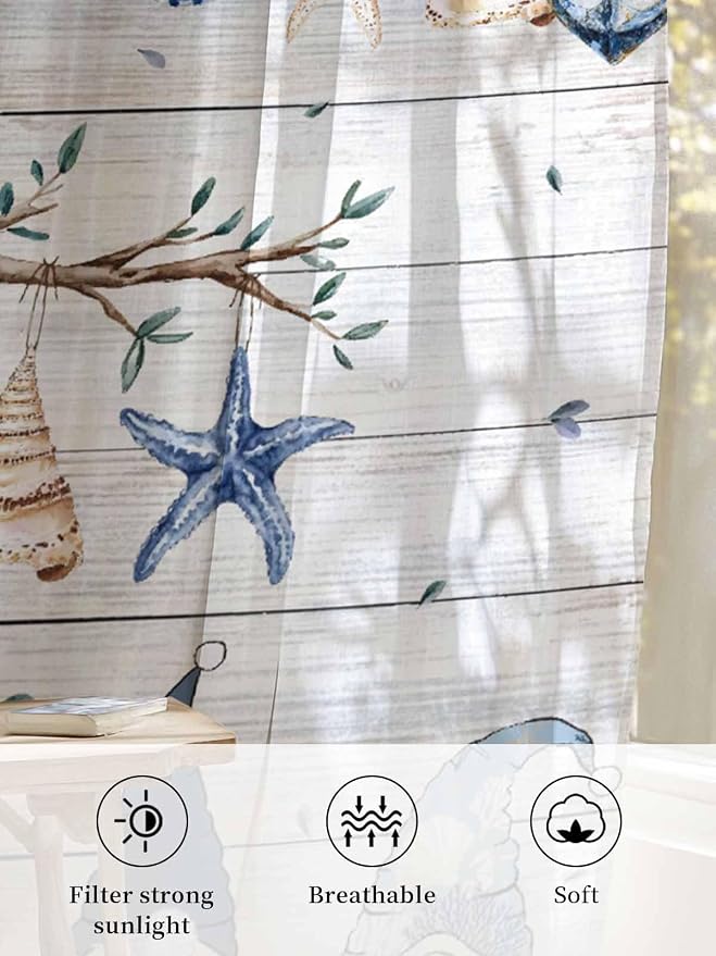 Sheer Curtains 96 Inches Long, Coastal Eucalyptus Semi Sheer Curtains Light - Image 6