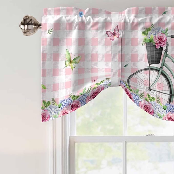 Spring Tie Up Valance Curtains for Windows, Kitchen Curtains Window Shades - Image 4