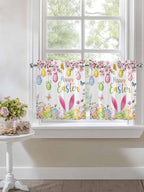 Happy Easter Half Window Curtain 36 Inches Long, Spring Watercolor Bunny Eggs - Image 7